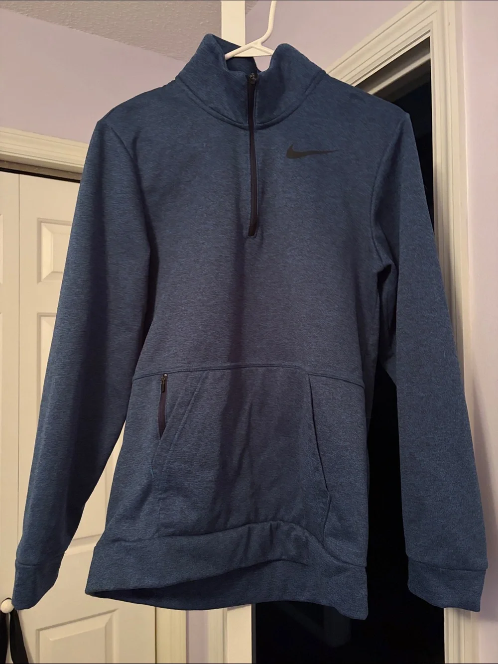 Nike Heathered Navy Blue Quarter-Zip Pullover